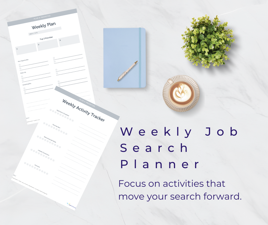 job search planner, weekly job search planner, kdb coaching planner